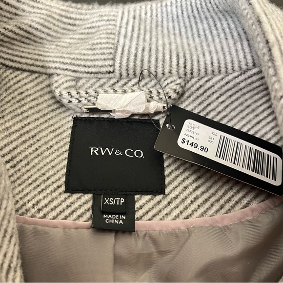 NWT RW&CO Long Blazer Jacket Light Grey Stripe - Career Office Work Outerwear XS - Picture 9 of 13